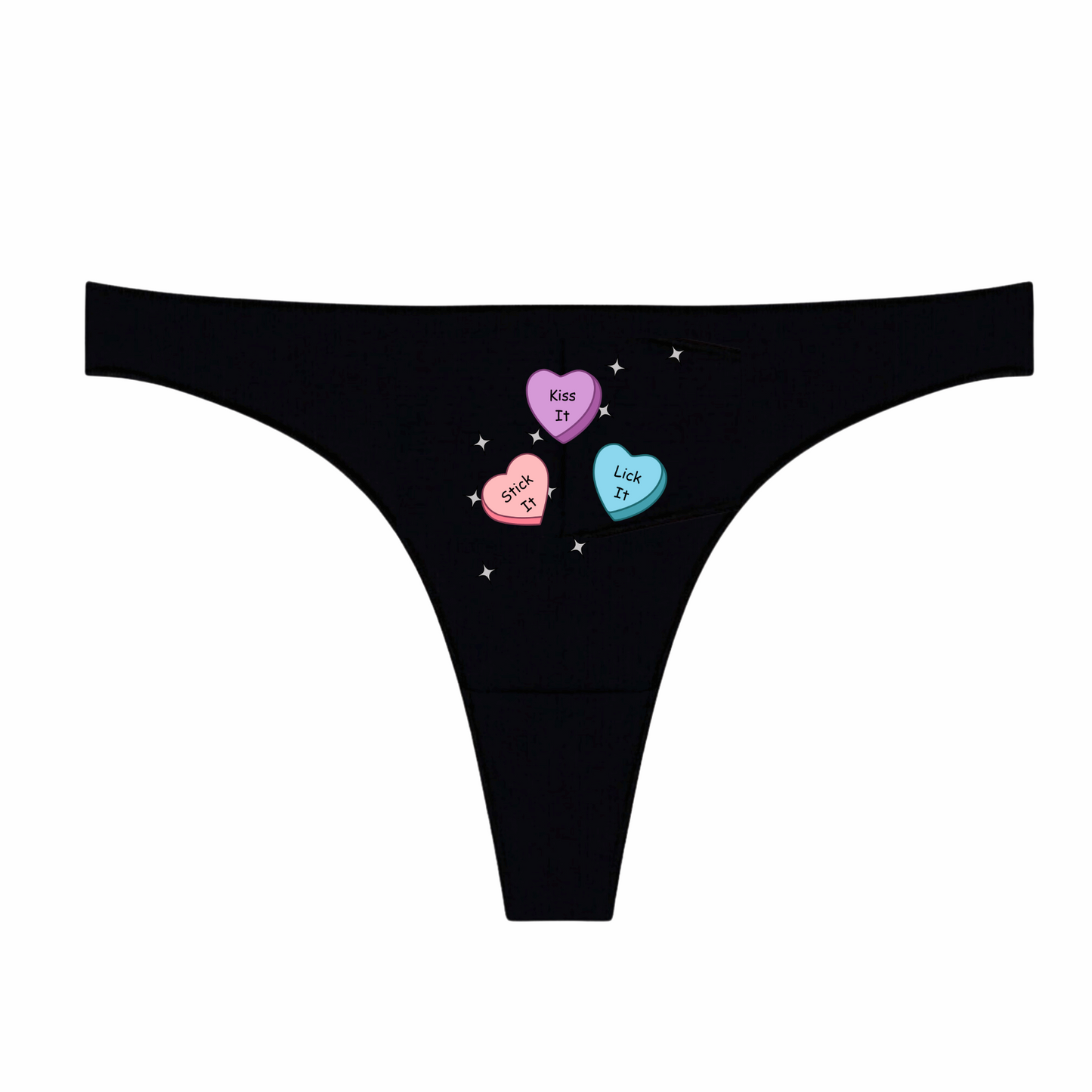 Conversation Hearts Funny Black Thong