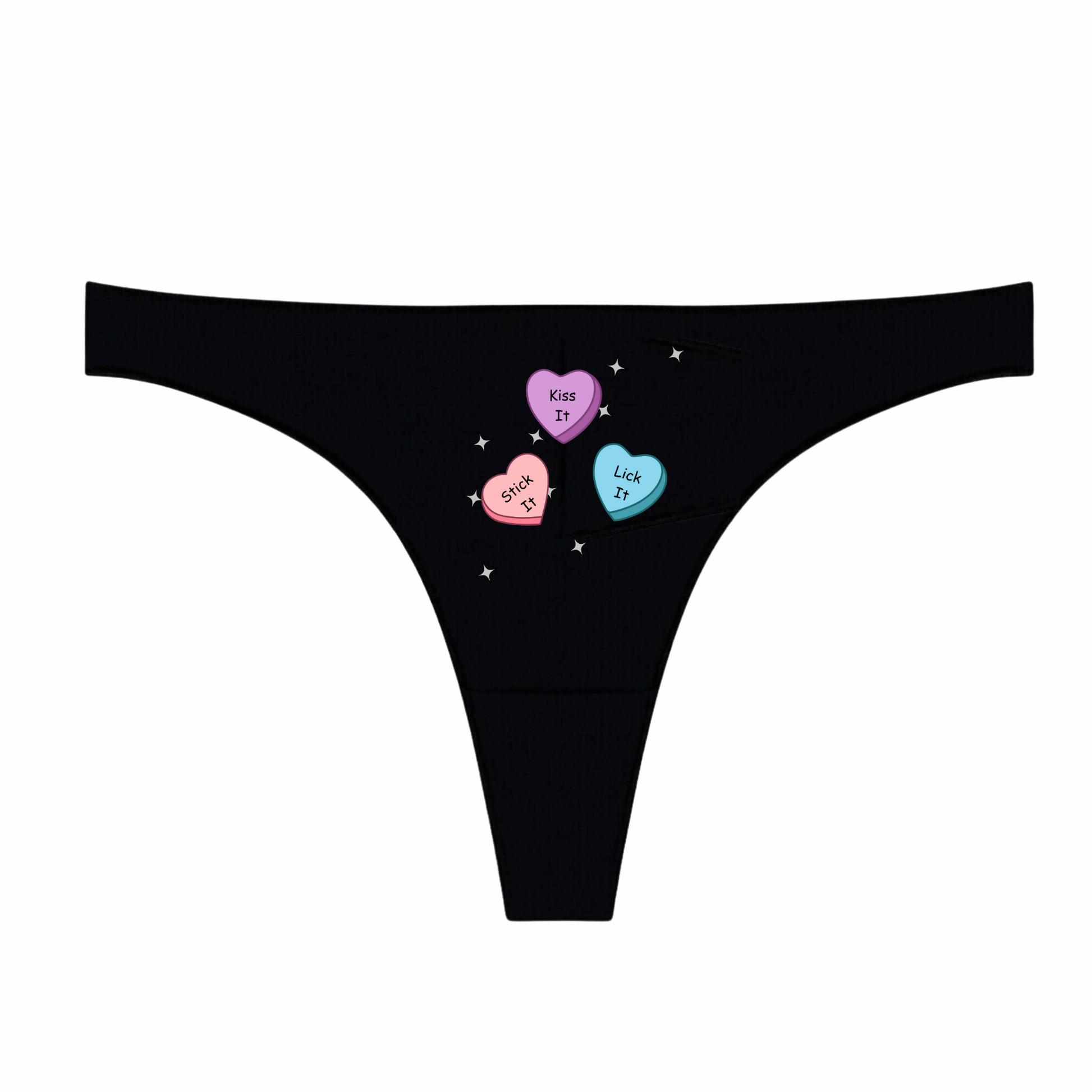 Conversation Hearts Funny Black Thong