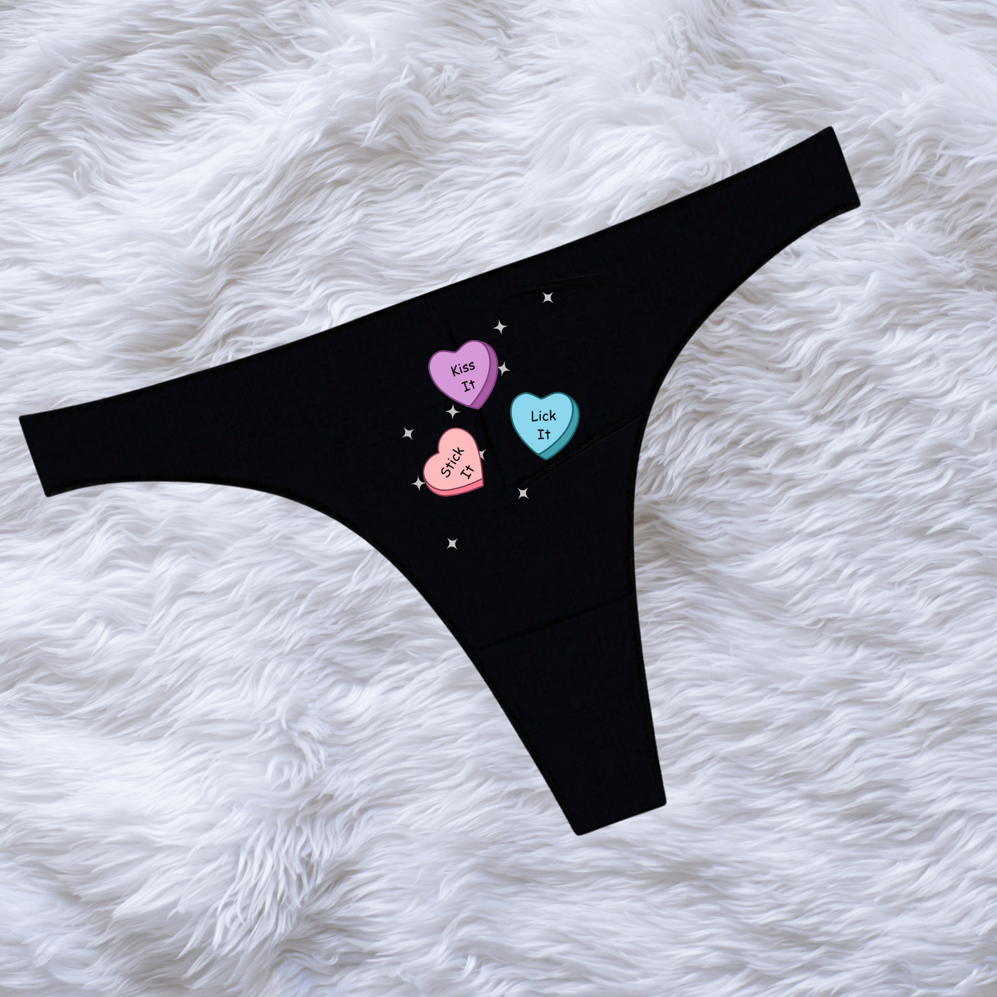 Conversation Hearts Funny Black Thong