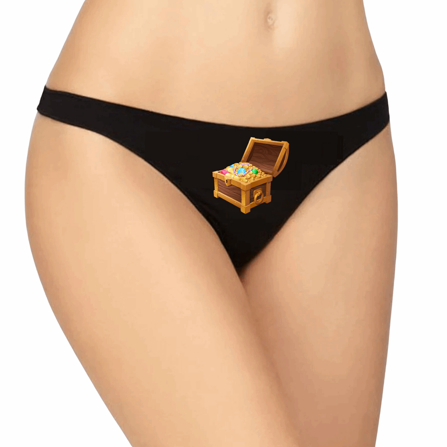 Funny Treasure Chest Black Thong