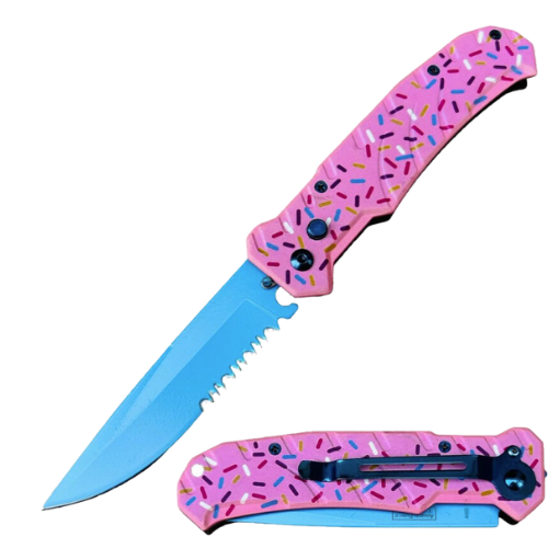 Push Button Knife Blue Sprinkles